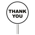 Road sign with phrase Thank You on white background