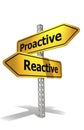 Road sign with proactive and reactive word Royalty Free Stock Photo