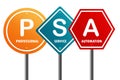 Road sign with PSA Professional Services Administration word