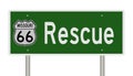 Road sign for Rescue Missouri on Route 66