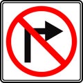 Road sign right turn is prohibited. Vector image. Royalty Free Stock Photo