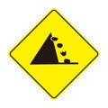 Road sign for rockfall caution Royalty Free Stock Photo