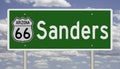 Road sign for Sanders Arizona on Route 66