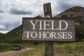Road sign saying Yield to Horses, Colorado, USA