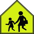 Road sign school pedestrian crossing. Vector image. Royalty Free Stock Photo