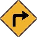 A road sign, a sharp right turn. Vector image. Royalty Free Stock Photo