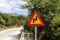 Road sign `A sharp turn` Royalty Free Stock Photo