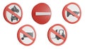 Road sign side view clipart element ,3D render traffic sign concept icon set Royalty Free Stock Photo