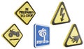 Road sign side view clipart element ,3D render traffic sign concept icon set