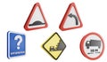 Road sign side view clipart element ,3D render traffic sign concept icon set