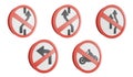 Road sign side view clipart element ,3D render traffic sign concept icon set