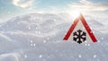 Road sign snow warns of snow and ice in winter, warning sign Royalty Free Stock Photo