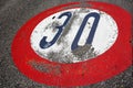 Road sign speed limit of thirty per hour Royalty Free Stock Photo