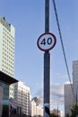 Road sign of speed limitation 40 km