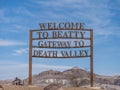 Road sign Statue at the entrance to Beatty Nevada. Royalty Free Stock Photo