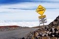 A road sign on a steep road to the summit of Mauna Kea, a dormant volcano on the island of Hawaii Royalty Free Stock Photo