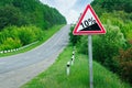 Road sign steep slope Royalty Free Stock Photo