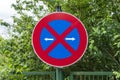 Road sign STOP PROHIBITED. Arrows to indicate the direction of the traffic sign Royalty Free Stock Photo