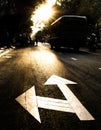 Road Sign at Sunset Royalty Free Stock Photo