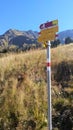 Road sign on a swiss mountain