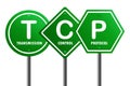 Road sign with TCP transmission control protocol word