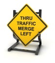 Road sign - thru traffic merge left Royalty Free Stock Photo