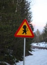 Road sign in in Tomteland. Sweden Royalty Free Stock Photo