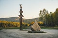 Road sign tourist destinations in Belokurikha 2. Altai region. Russia Royalty Free Stock Photo