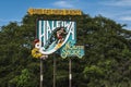 Road sign for the town of Haleiwa. Haleiwa is a surfer town located at the north shore of Oahu Royalty Free Stock Photo