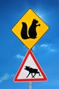 Road sign warning about the animals on the road Royalty Free Stock Photo