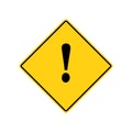Road sign Warning or Attention Caution Sign with Exclamation Mark Flat Icon. Royalty Free Stock Photo