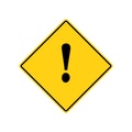 Road sign Warning or Attention Caution Sign with Exclamation Mark Flat Icon. Royalty Free Stock Photo