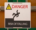 Road sign warning of danger through risk of falling Royalty Free Stock Photo