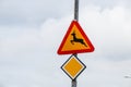 Road sign warning for deer crossing.. Royalty Free Stock Photo