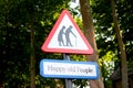 Road sign warning of elderly people Royalty Free Stock Photo