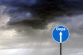 Road sign with warning inscription oops thunder Royalty Free Stock Photo