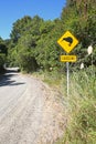 Road sign warning for kiwis crossing, New Zealand