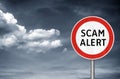 Scam Alert warning road sign Royalty Free Stock Photo