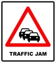 Road Sign Warning Traffic Congestion on White Background