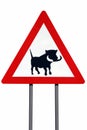 Road sign warning of Warthogs - Isolated Royalty Free Stock Photo