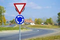 Road sign that warns drivers that they do not have advantage when going on roundabout Royalty Free Stock Photo