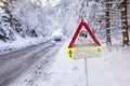 Road sign warns of ice and snow Royalty Free Stock Photo