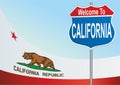 Road sign Welcome to the California. Royalty Free Stock Photo