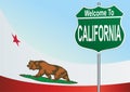 Road sign Welcome to the California. Royalty Free Stock Photo