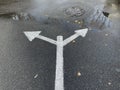 Road sign white arrow to the right and left Royalty Free Stock Photo