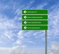 Road sign with words data quality, data consiloidatio Royalty Free Stock Photo
