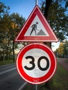 Road sign work in progress Royalty Free Stock Photo