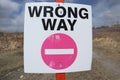 Road sign `Wrong way` close-up. Royalty Free Stock Photo