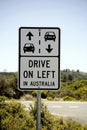 Road signage, drive left in Australia,