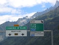 road signal in frech language to go at Chamonix near White Mount